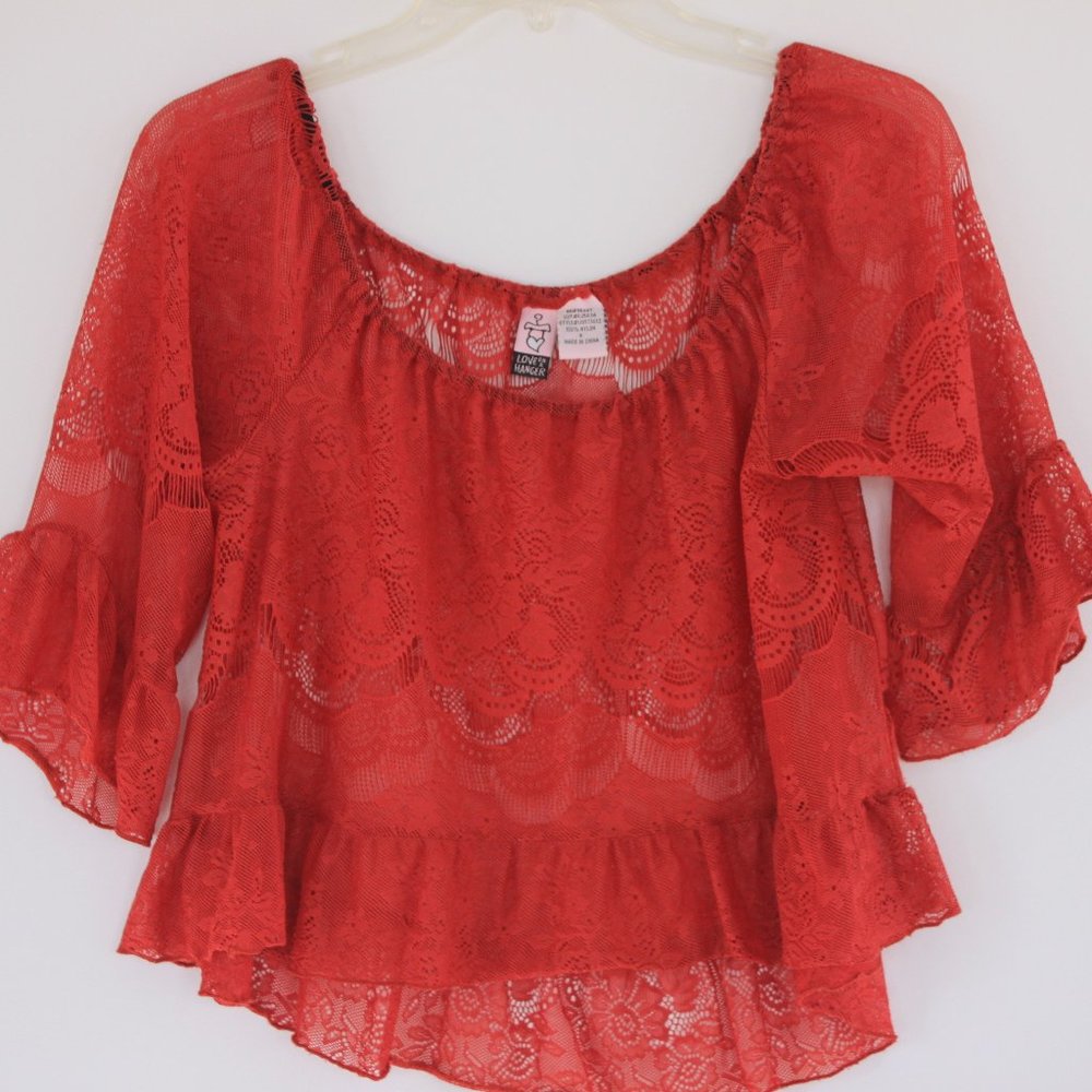 Love on a Hanger Crop Lace Top Size S